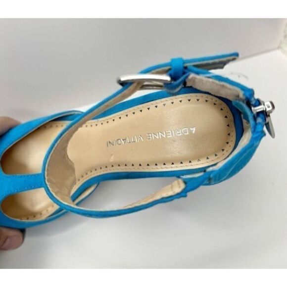 Adrienne Vittadini Sandals Size 6.5 Blue Poetic Block Heel Ankle Strap - Picture 8 of 10